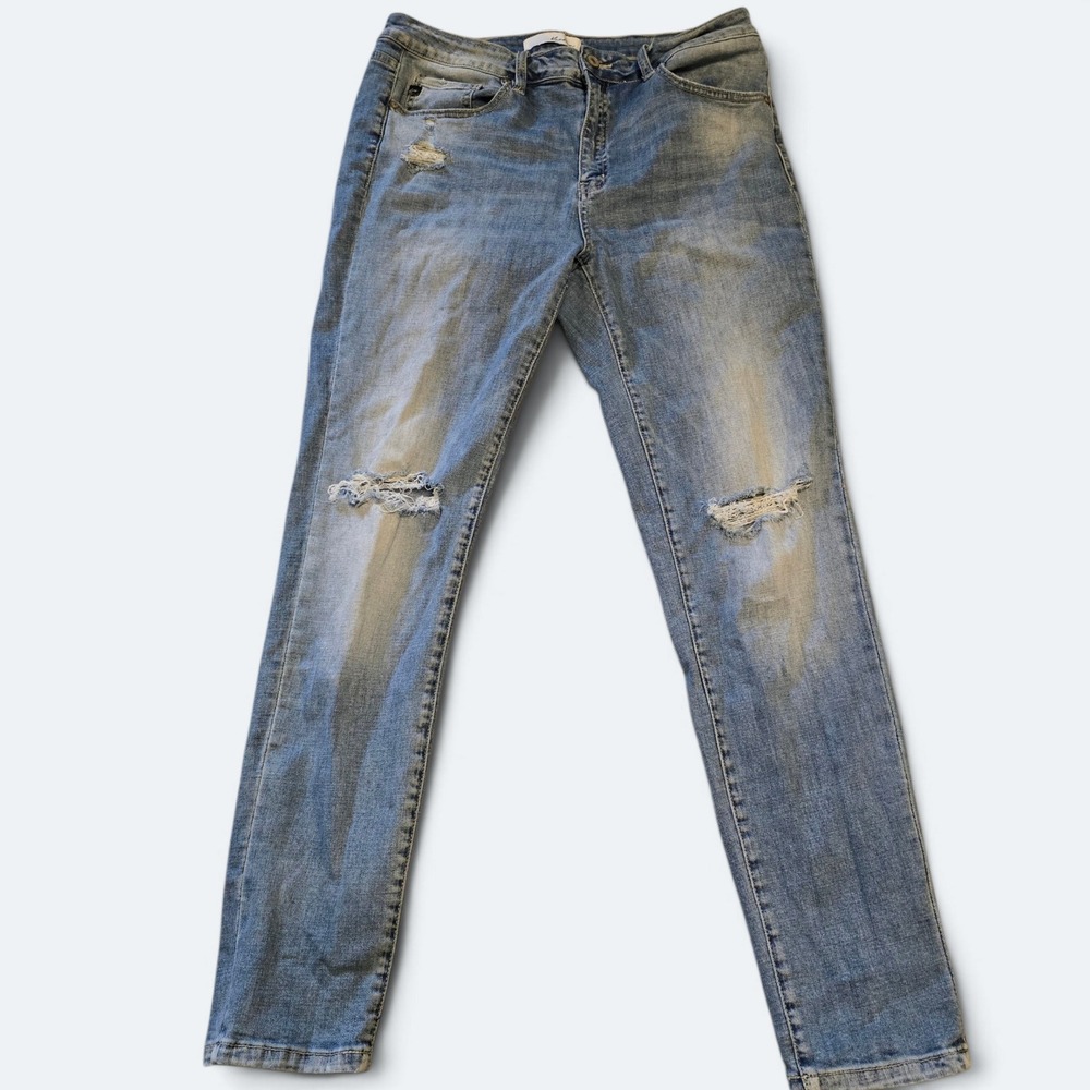 KanCan Los Angeles Distressed Skinny Jeans Womens size 14 Light Wash